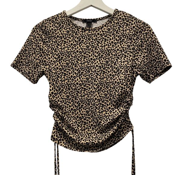 Womens Cropped Top Small Cheetah Print Festival Party Y2K Boho Bold Casual - Picture 1 of 6